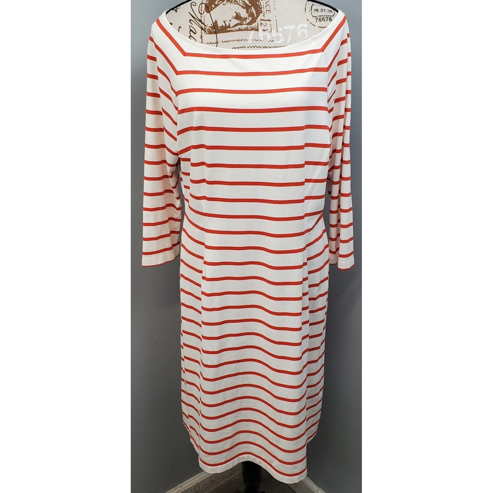 J.McLaughlin Midi Dress Womens L Multi Striped Long Sleeve Boat Neck Pullover